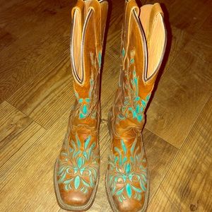 Stetson Talon Turquoise Underlay Cowgirl Boots